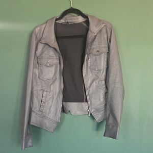 White House Black Market Charcoal Faux Leather Jacket